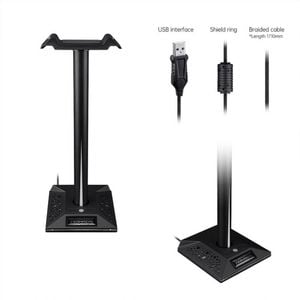 Gaming Headset Stand with 3.5mm 2 USB Ports RGB Non-slip Headphones Holder