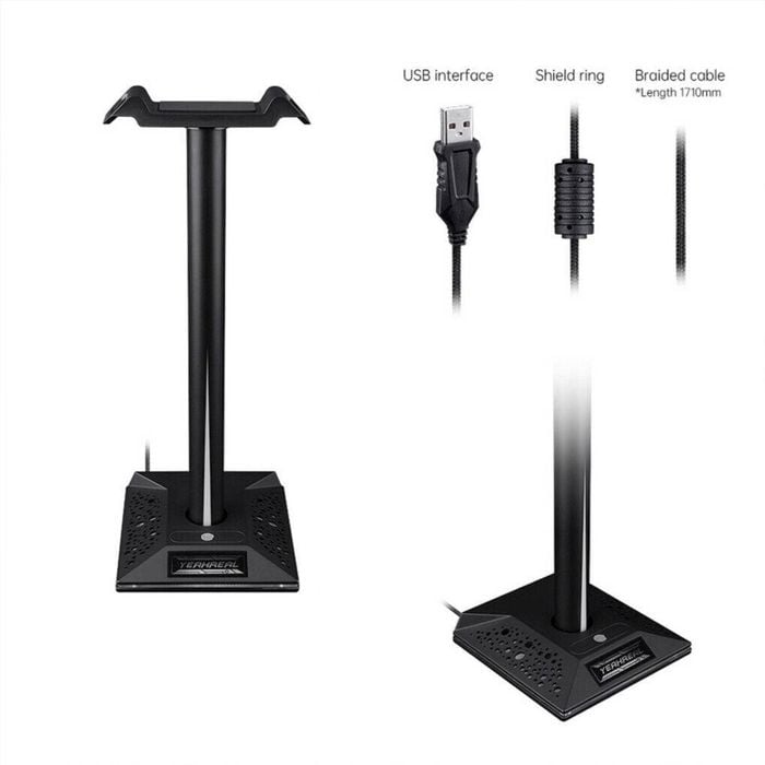 Gaming Headset Stand with 3.5mm 2 USB Ports RGB Non-slip Headphones Holder