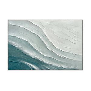 Seafoam Drift Hand-Painted Textured Canvas Wall Art
