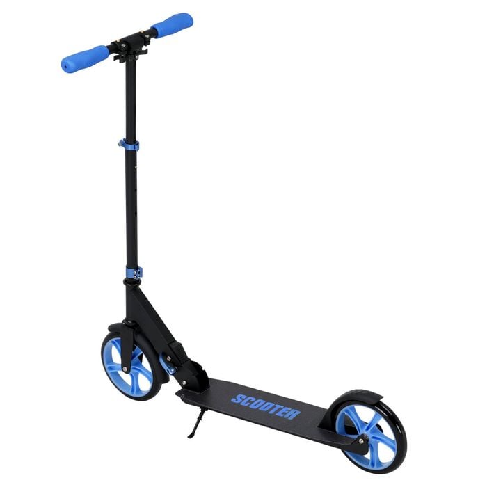 Ufurniture Folding Kick Push Scooter Large Wheels Adjustable Height for Teens Kids Adult Blue