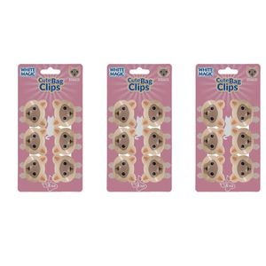 3x 6pc White Magic Cute Tidy Bag Clip Food Saver Sealer Set 4.5cm Burmese