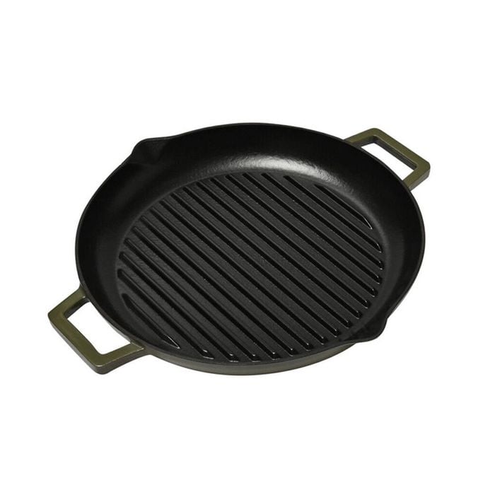 Classica Cast Iron Grill Pan Kitchen Cooking 31cm Olive Green