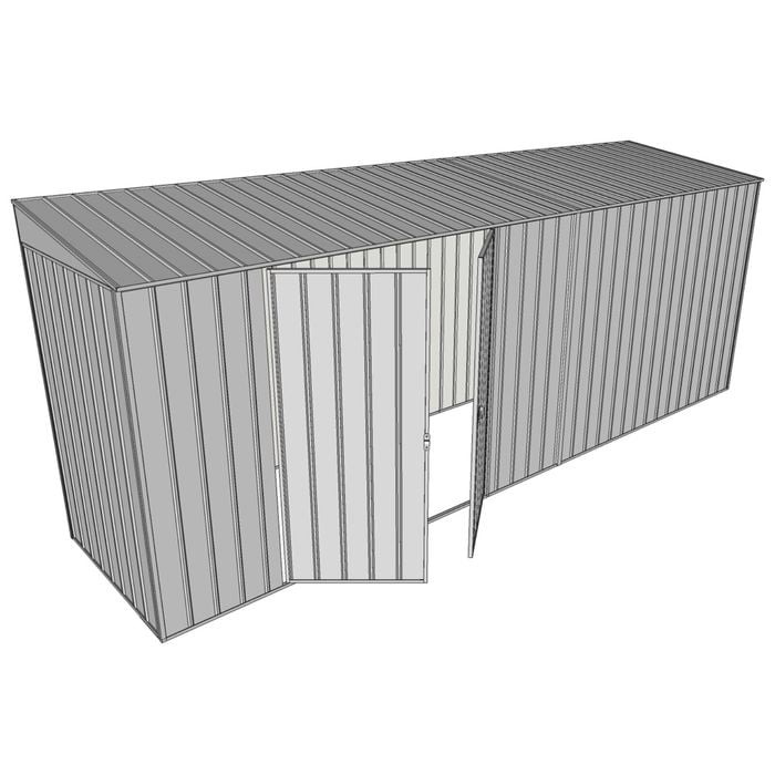 Build-A-Shed 1.2 x 5.2 x 2.0m Skillion Double Hinged Side Doors Shed - Zinc