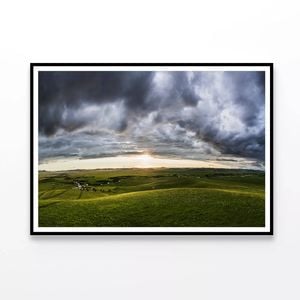 Grassland with Clouds in Sky  Print 100% Australian Made 120x90cm  (Poster)