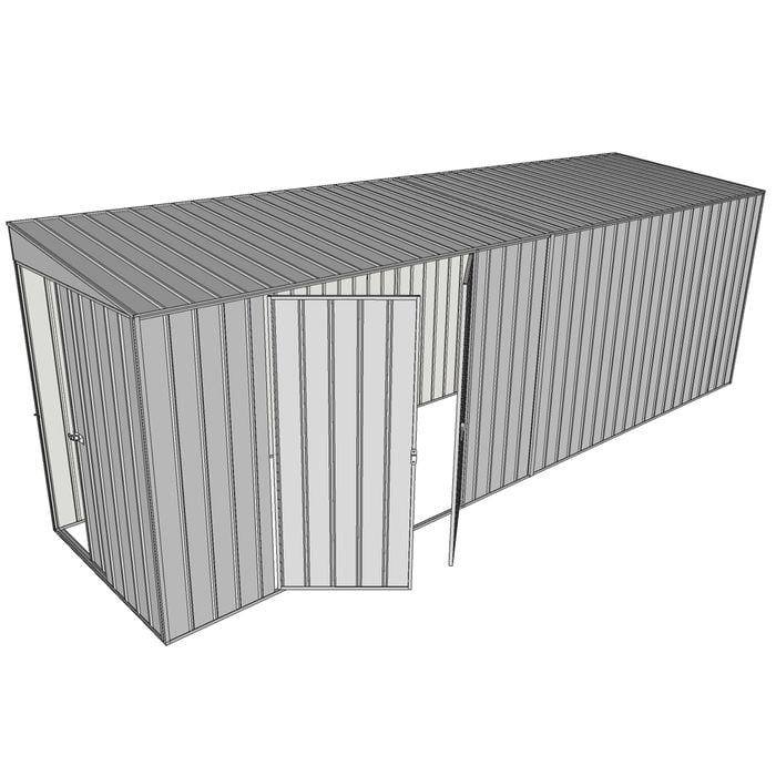 Build-a-Shed 1.5 x 6 x 2m Skillion Double Hinged Side Doors Shed - Zinc