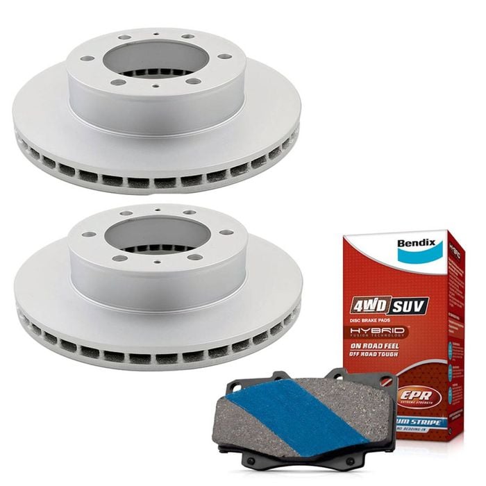 Basco Front Rotors + Bendix 4WD Brake Pads for Toyota Hilux KUN26 GGN25 DB2221 297mm -BRK1020-BDX