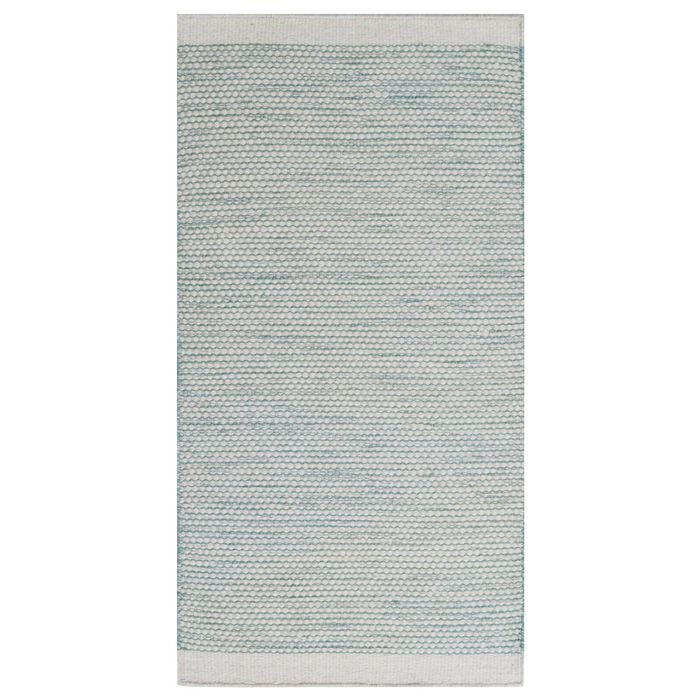 Handwoven Boondi Wool Rug-Ivory/Aqua-80x150cm