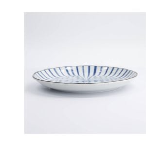 Tokyo Design Porcelain Plate Natsu Tokusa Blue Stripe Microwave Safe 25cm