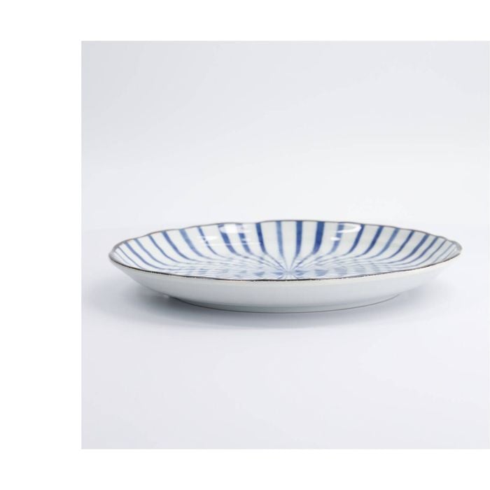 Tokyo Design Porcelain Plate Natsu Tokusa Blue Stripe Microwave Safe 25cm