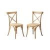 Oikiture 2pcs Crossback Dining Chair Wood Ratan Wooden