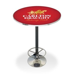 Carlton Draught Retro Bar Table Home Pub Round 70cm Red