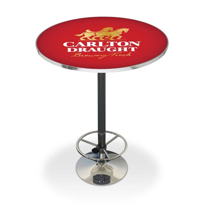 Carlton Draught Retro Bar Table Home Pub Round 70cm Red