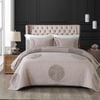 Quilted King/Super King Size Cotton Coverlet Bedspread Set Circle Brown