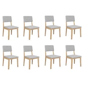 Levede 8Pcs Solid Wood Fabric Seat dining Chair - Natural