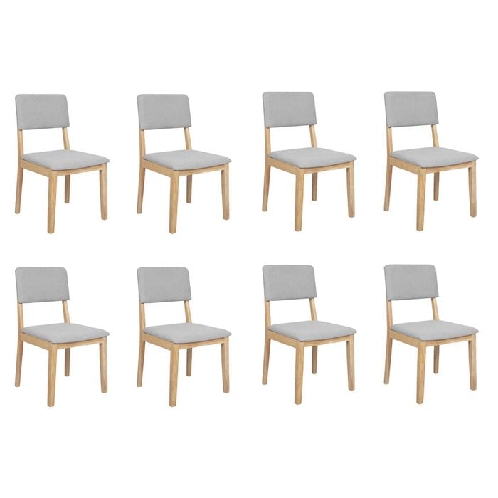 Levede 8Pcs Solid Wood Fabric Seat dining Chair - Natural
