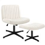 ALFORDSON Office Chair Ottoman Boucle White