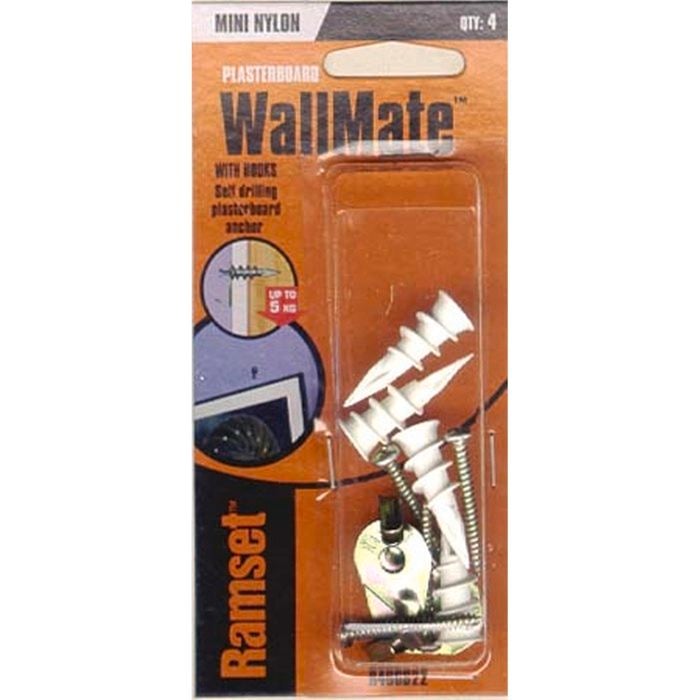 Ramset Mini Wallmate Nylon with Screws 4pk