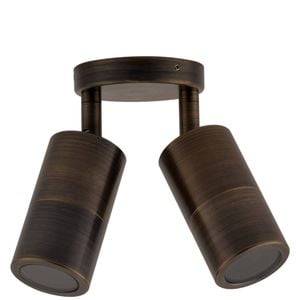 CLA Lighting GU10 Exterior Wall Pillar 2-Light Adjustable Spot Light (Rustic Brass) IP65