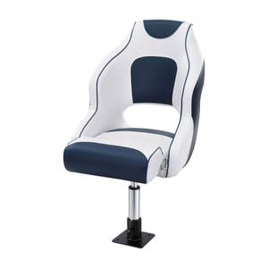 Seamanship Captain Bucket Boat Seats Flip Up Bolster Swivel 15cm Padding with Pedestals 34–46cm Blue