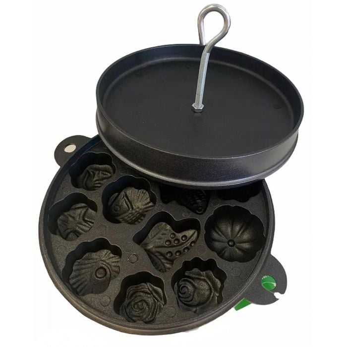 Cast Iron Cake Mould Maker Cakes Pastry Mould Baking Pan Reusable With Lid