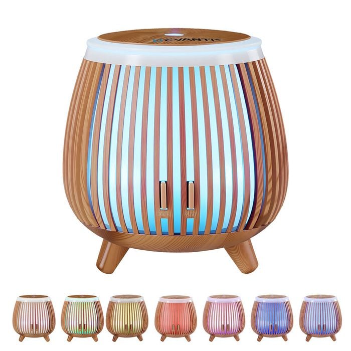 Devanti Ultrasonic Aroma Diffuser Aromatherapy 140ml LED Lights Deep Wood