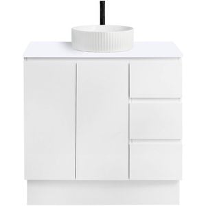 CIBO 900mm White Nordic Full Height Bathroom Vanity with Fluted White Gloss Basin