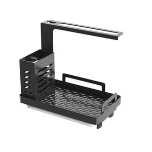 CARLA HOME Kitchen Sink Caddy Organizer with Sponge, Soap & Brush Storage and Rag Rack, Drain Tray & Utensil Holder