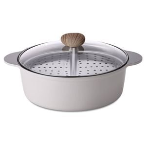 Neoflam Divided 30cm Casserole 5.8l Induction With Divided Steamer White
