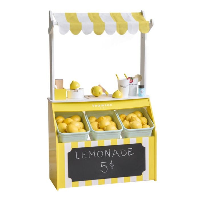 Teamson Kids Sunny Citrus Lemonade Stand Playset with Interactive Accessories