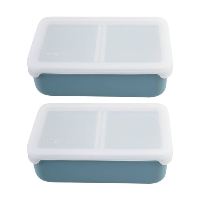 2pk Melii Silicone Bento Removable Compartments With Dividers Blue/mint 700ml