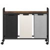 Ufurniture Laundry Basket with Storage Shelf, 3 Section Laundry Sorter, Clothes Hamper with Wheels, 40L*3, Rustic Brown + Black