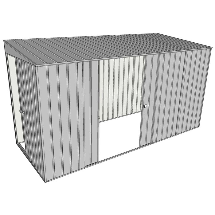 Build-a-Shed 1.5 x 3.7 x 2m Sliding Door Tunnel Shed with Double Sliding Side Doors - Zinc