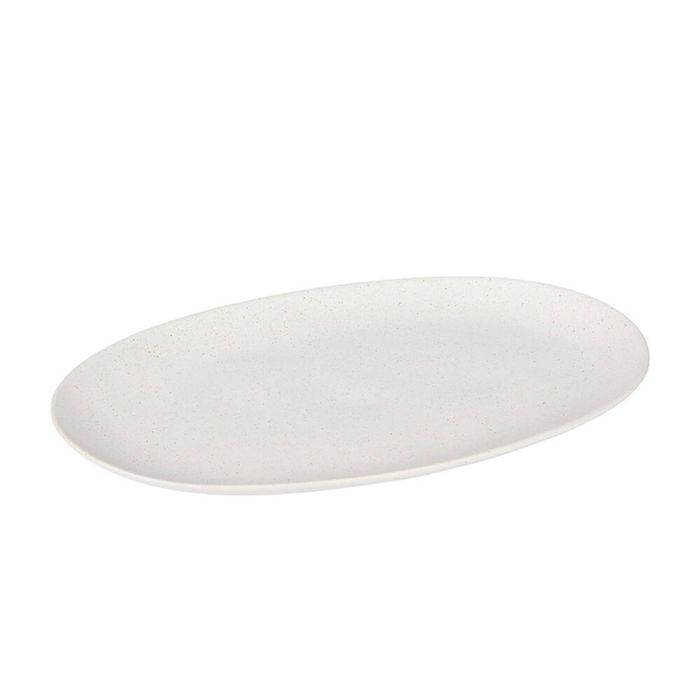 NF Living Ovalo Oval Plate 42x25x3 Reactive Glaze Stoneware Dinnerware White