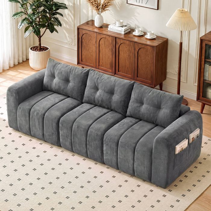 Advwin 235cm 3 Seater Sofa Chenille Modular Sectional Couch No Assembly Grey