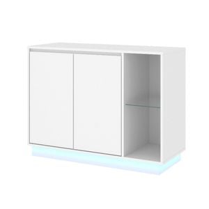 White Sideboard Buffet with LED Lights Storage Cabinet Cupboard