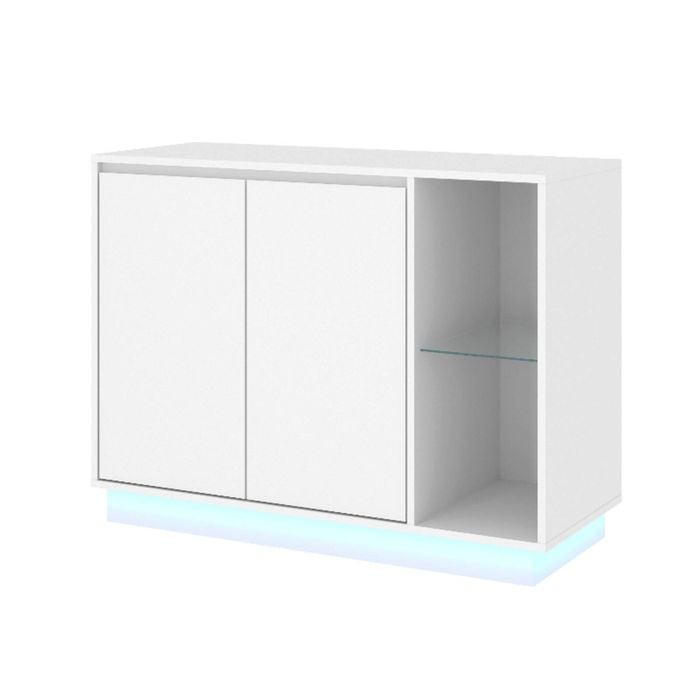 White Sideboard Buffet with LED Lights Storage Cabinet Cupboard