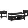 3-Piece Solid Wood Coffee Table Set - Black
