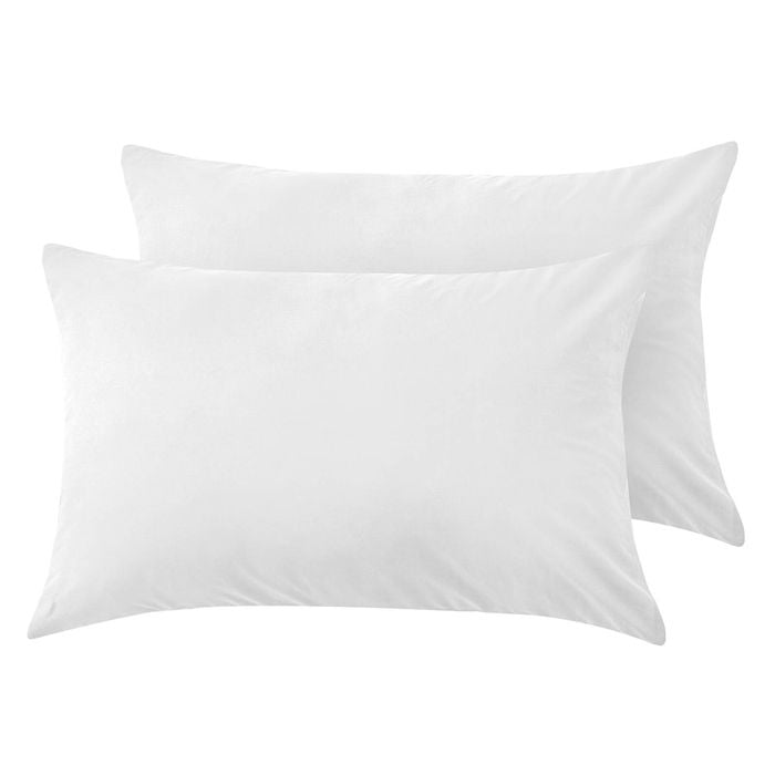 LINENOVA 2PCS 100% Cotton Pillow Cases Slip Cover Pillowcase - White Standard