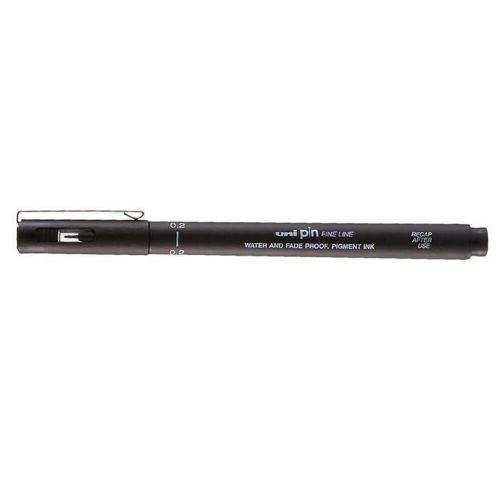 Uni Pin Fine Line Drawing Pen 12pcs (Black) (0.2mm)