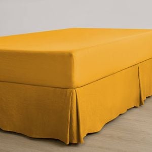 Dreamaker Superfine Washed Microfibre Pleated Valance Mustard King Single Bed