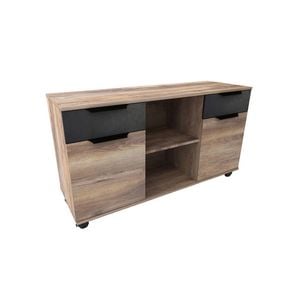 Modern Home Living AFTAN Credenza 120cm(W)x40cm(D)x50cm(H) - Warm Oak & Black