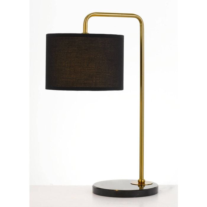 Telbix Ingrid Modern Table Desk Lamp Light Marble Metal Fabric Black Gold