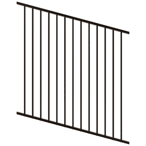 ProtectorAl 0350-1200W x 1200H Satin Black Flat Top Square Picket Pool Fence Panel Raked Up to 15º - Black