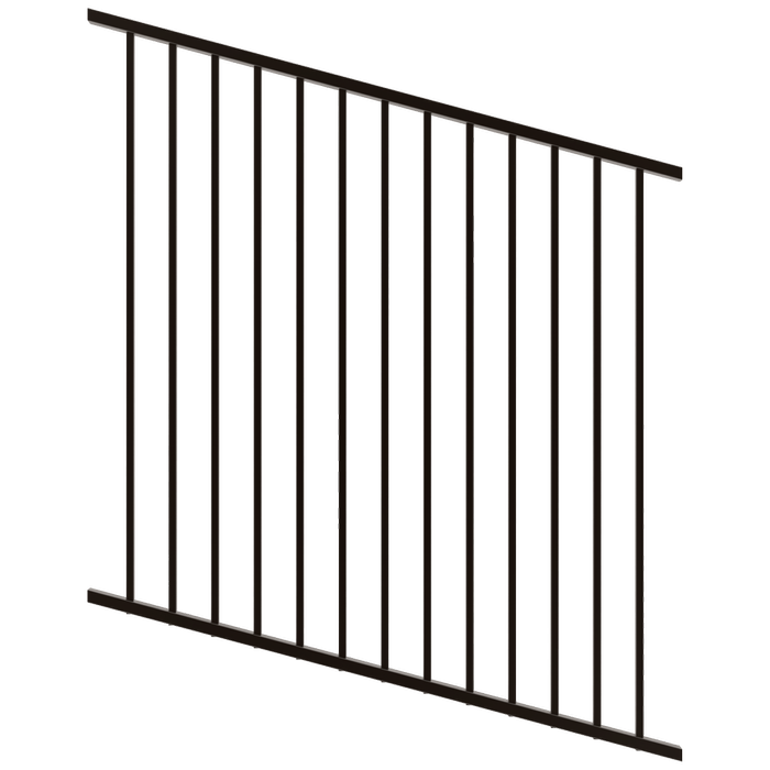 ProtectorAl 0350-1200W x 1200H Satin Black Flat Top Square Picket Pool Fence Panel Raked Up to 15º - Black