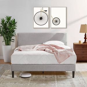 Zinus Double Bed Frame Base Fabric Light Grey