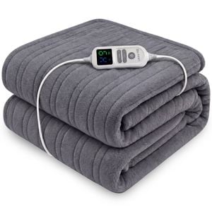 Laura Hill Xl Electric Heated Blanket Throw Soft Coral Fleece With 10 Heat Settings - Grey