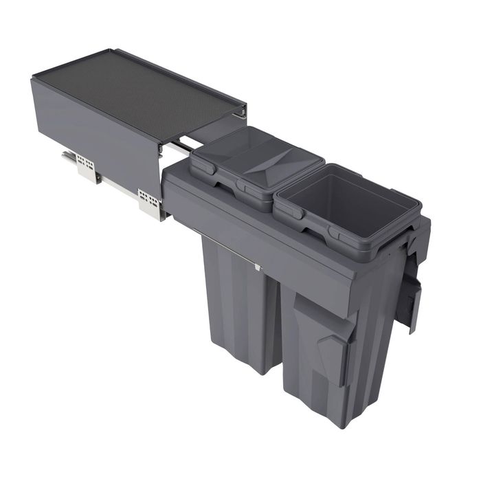 Kaboodle 2 x 16L Side Mount Pullout Bin - to suit 300mm Base Cabinet