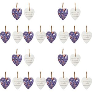 12PK LVD Ceramic Heart Xmas Strawberry Home/Room Hanging Ornament 8x9cm Decor