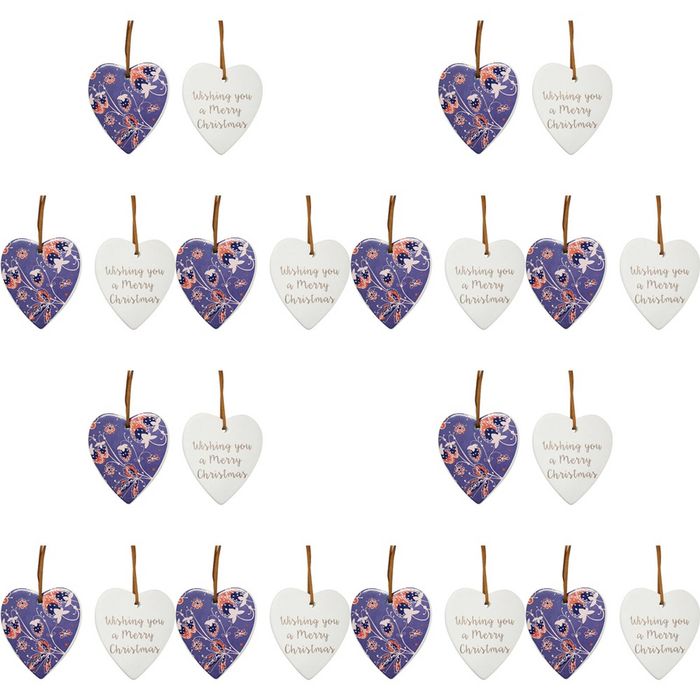 12PK LVD Ceramic Heart Xmas Strawberry Home/Room Hanging Ornament 8x9cm Decor