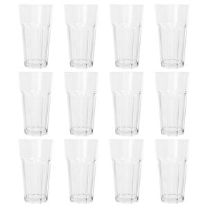 Argon Tableware 580ml Plastic Highball Glasses - Set of 12 - Clear Reusable Cocktail Champagne Fizz Cola Tumbler Drinking Cups